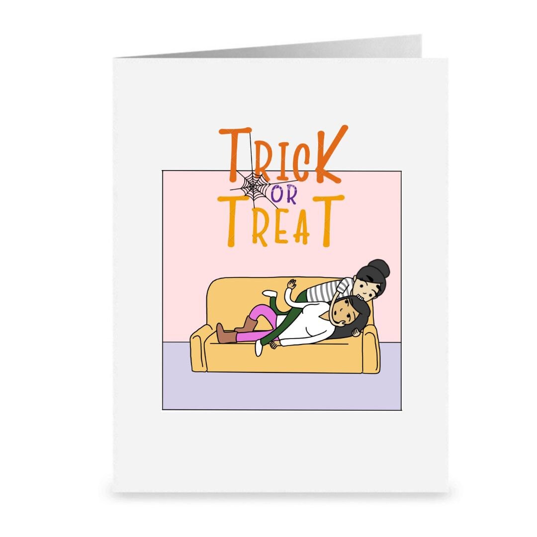 Trick or Treat My Favorite Treat | Romantic Lesbian Halloween Greeting Card | Cute LGBTQ Halloween Gift | Sapphic Relationship | WLW Couple