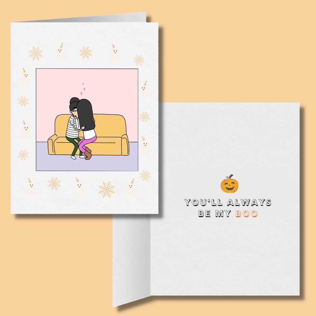 You'll Always Be My Boo | Spooky Romantic Lesbian Halloween Greeting Card | Cute LGBTQ Halloween Gift | Sapphic Relationship | WLW Couple