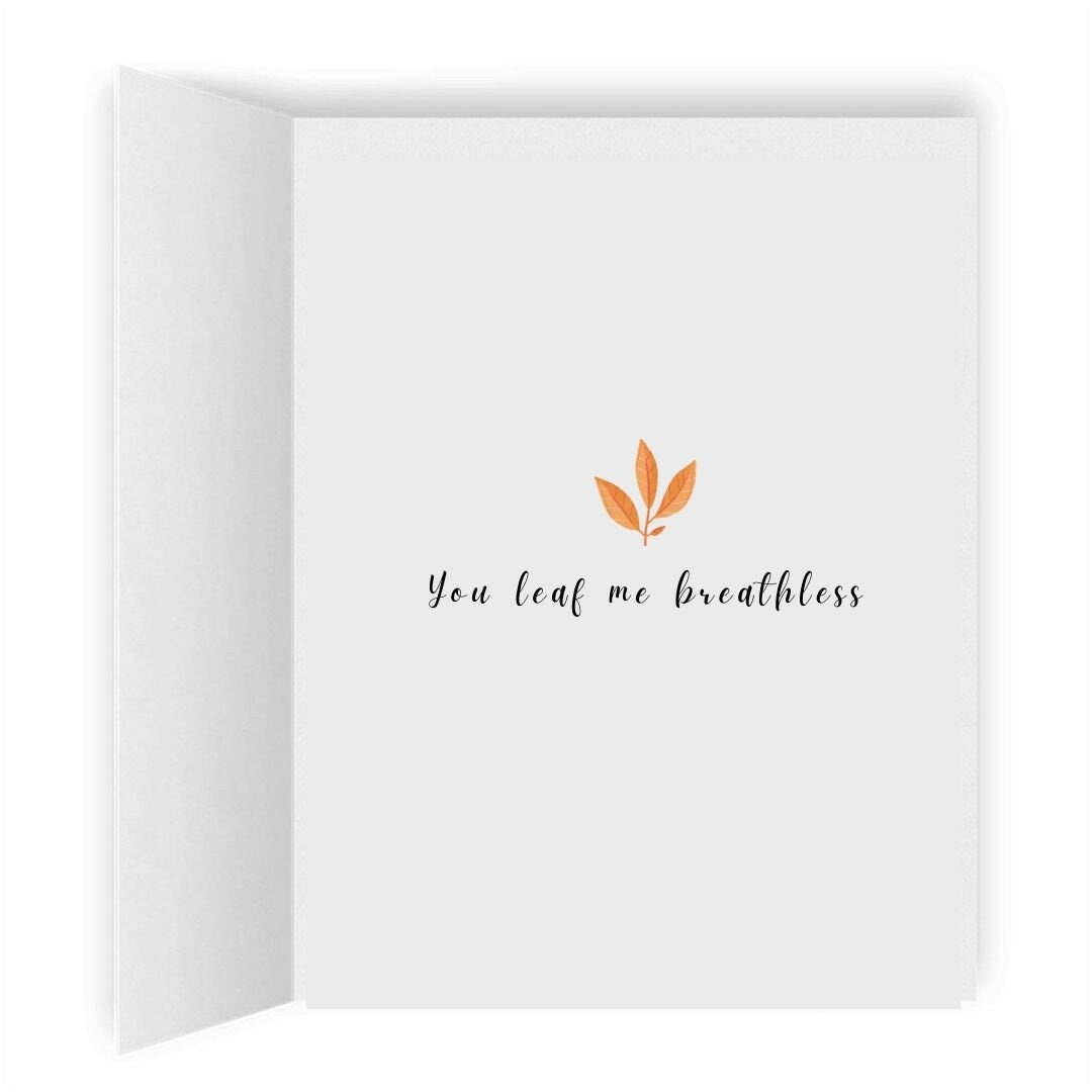 You Leaf Me Breathless | Cute Romantic Lesbian Card | LGBTQ Anniversary Gift | WLW Sapphic Love Fall Autumn Greeting Cards | Seasonal Cards