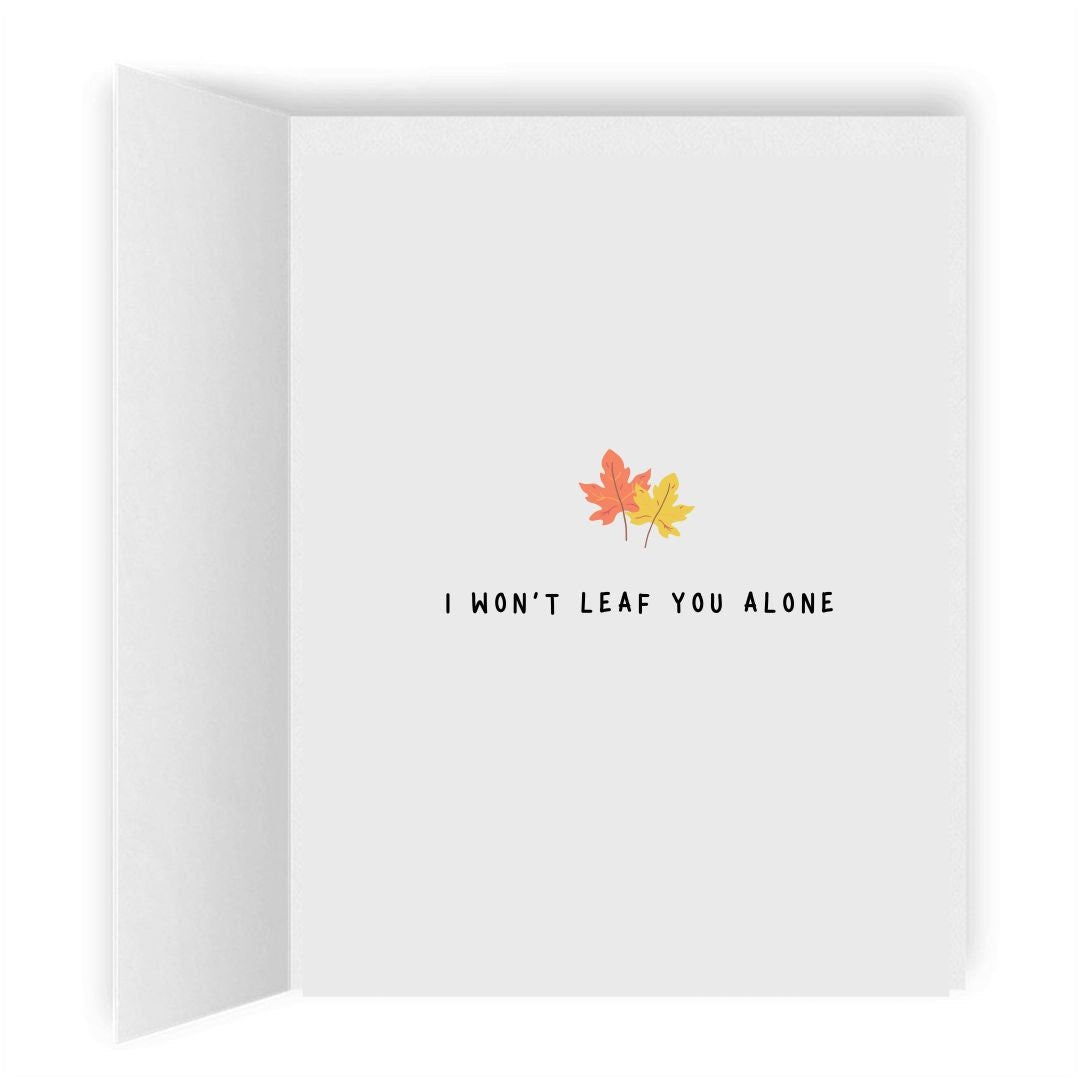 I Won't Leaf You Alone | Cute Romantic Lesbian Card | LGBTQ Anniversary Gift | WLW Sapphic Love Fall Autumn Greeting Cards | Seasonal Cards