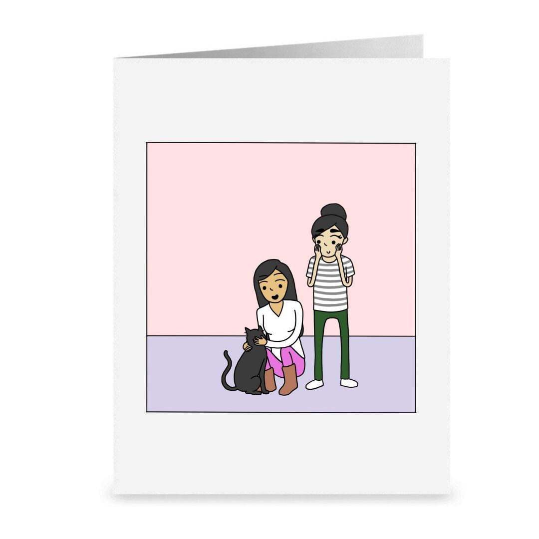 Best Cat Mom Greeting Card | Lesbian Cat Parent Card | Cute LGBTQ Mother's Day Gifts | Sapphic Relationship | WLW Fur Baby | Black Kitten