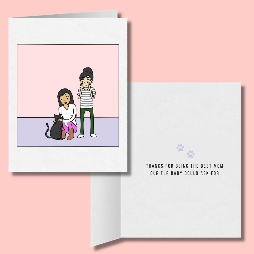 Best Cat Mom Greeting Card | Lesbian Cat Parent Card | Cute LGBTQ Mother's Day Gifts | Sapphic Relationship | WLW Fur Baby | Black Kitten
