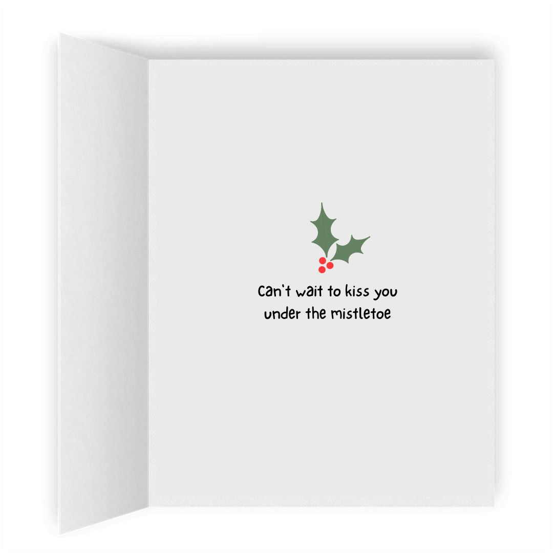 Can't Wait to Kiss You Under the Mistletoe | Romantic Lesbian Christmas | Cute LGBT Holiday Gift | WLW Cuddling Sapphic Xmas Greeting Card