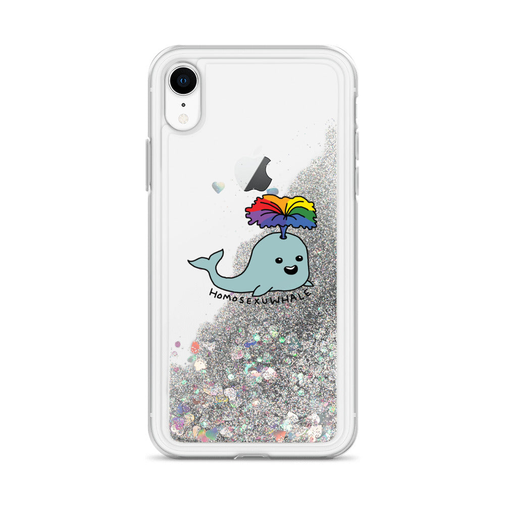 Punny LGBT Homosexu-Whale Liquid Glitter iPhone Case | Gay Pride | LGBTQ