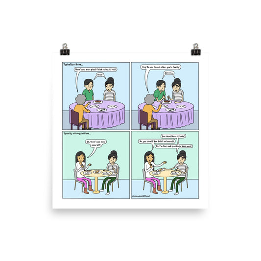 Sharing Food | Cute Lesbian Relationship | Pride Gifts | LGBTQ Comic Print
