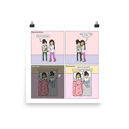 Like Day and Night | Cute Lesbian Relationship Gifts | Lesbian LGBTQ Couple Comic Print (10" x 10") | Full Color | Sesame But Different