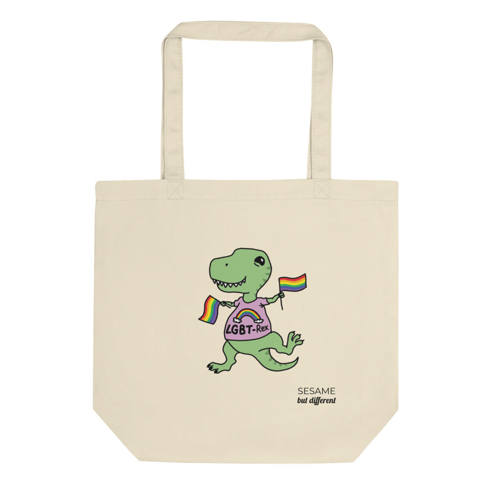 Punny LGBT-Rex Dinosaur Eco-friendly Cotton Tote Bag | Gay Pride | LGBTQ