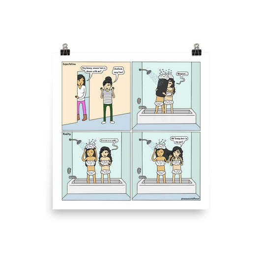 Shower | Cute Lesbian Relationship | Pride Gifts | LGBTQ Comic Print