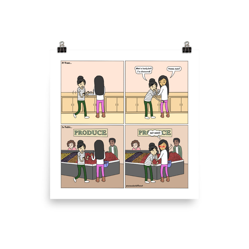 Time and Place | Cute Lesbian Relationship | Anniversary Gifts | Lesbian LGBTQ Comic Print (10" x 10") | Full Color | Sesame But Different