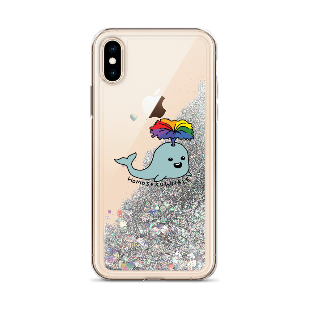 Punny LGBT Homosexu-Whale Liquid Glitter iPhone Case | Gay Pride | LGBTQ