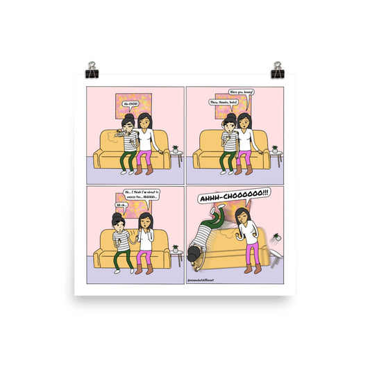 Sneezes | Cute Lesbian Relationship | Anniversary Gifts | Lesbian LGBTQ Comic Print (10" x 10") | Full Color | Sesame But Different