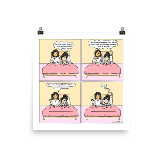 Poppy's Deep Thoughts | Cute Lesbian Relationship Gifts | Lesbian LGBTQ Comic Print (10" x 10") | Full Color | Sesame But Different