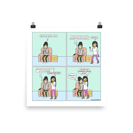 Meditation | Cute Lesbian Relationship | Anniversary Gifts | Lesbian LGBTQ Comic Print (10" x 10") | Full Color | Sesame But Different