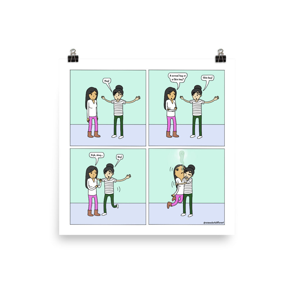 Chia Hug | Cute Lesbian Relationship | Anniversary Gifts | Lesbian LGBTQ Comic Print (10" x 10") | Full Color | Sesame But Different