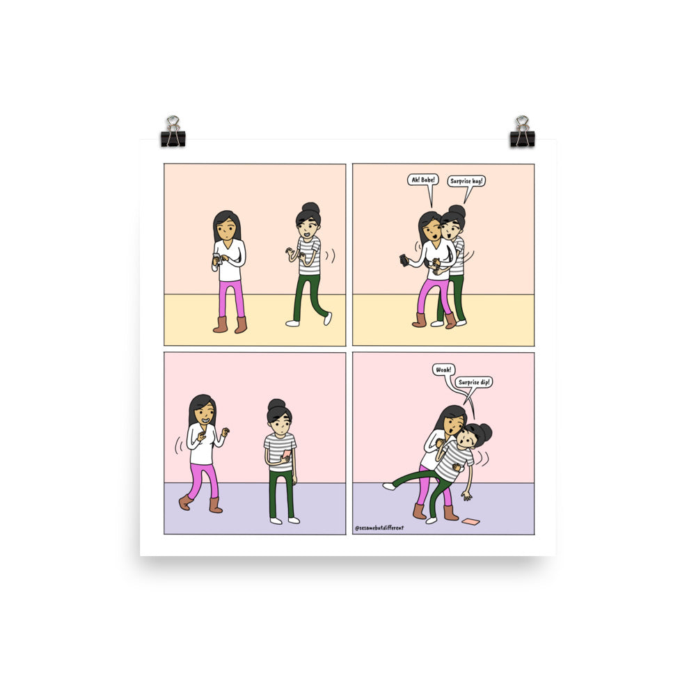 One Up | Cute Lesbian Relationship | Pride Gifts | LGBTQ Comic Print