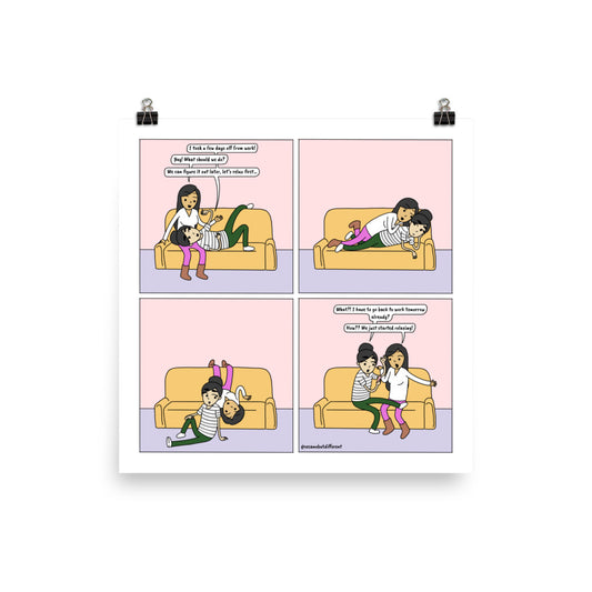 Relax | Cute Lesbian Relationship | Pride Gifts | LGBTQ Comic Print