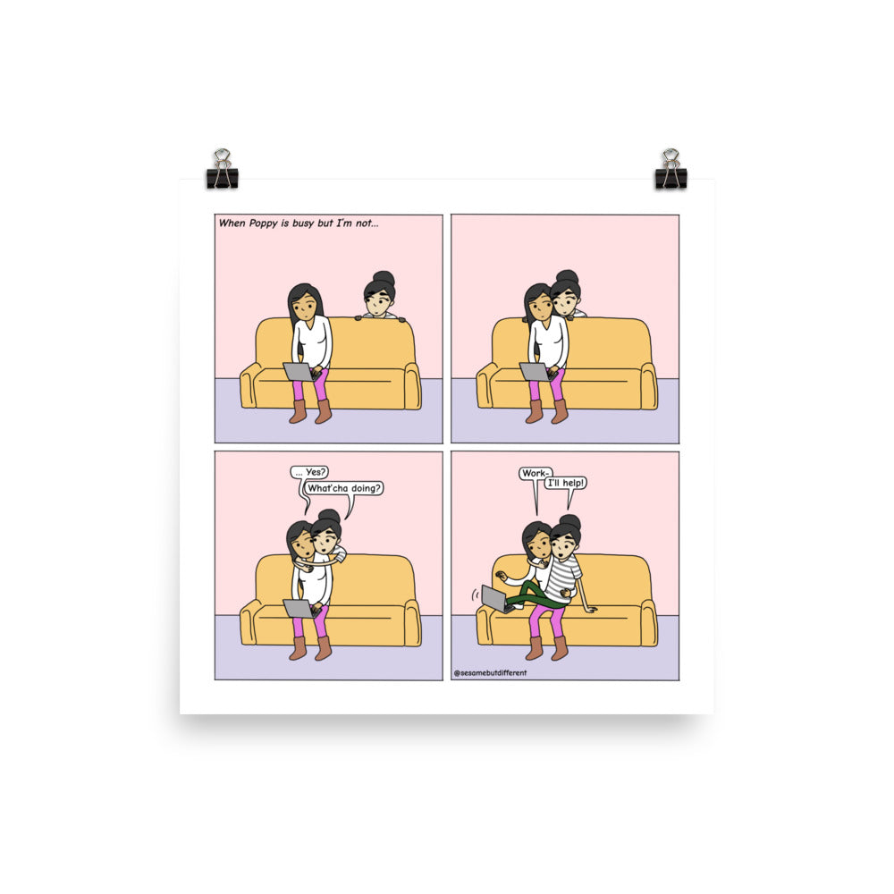 When She's Busy but I'm Not | Cute Lesbian Relationship | Pride Gifts | LGBTQ Comic Print