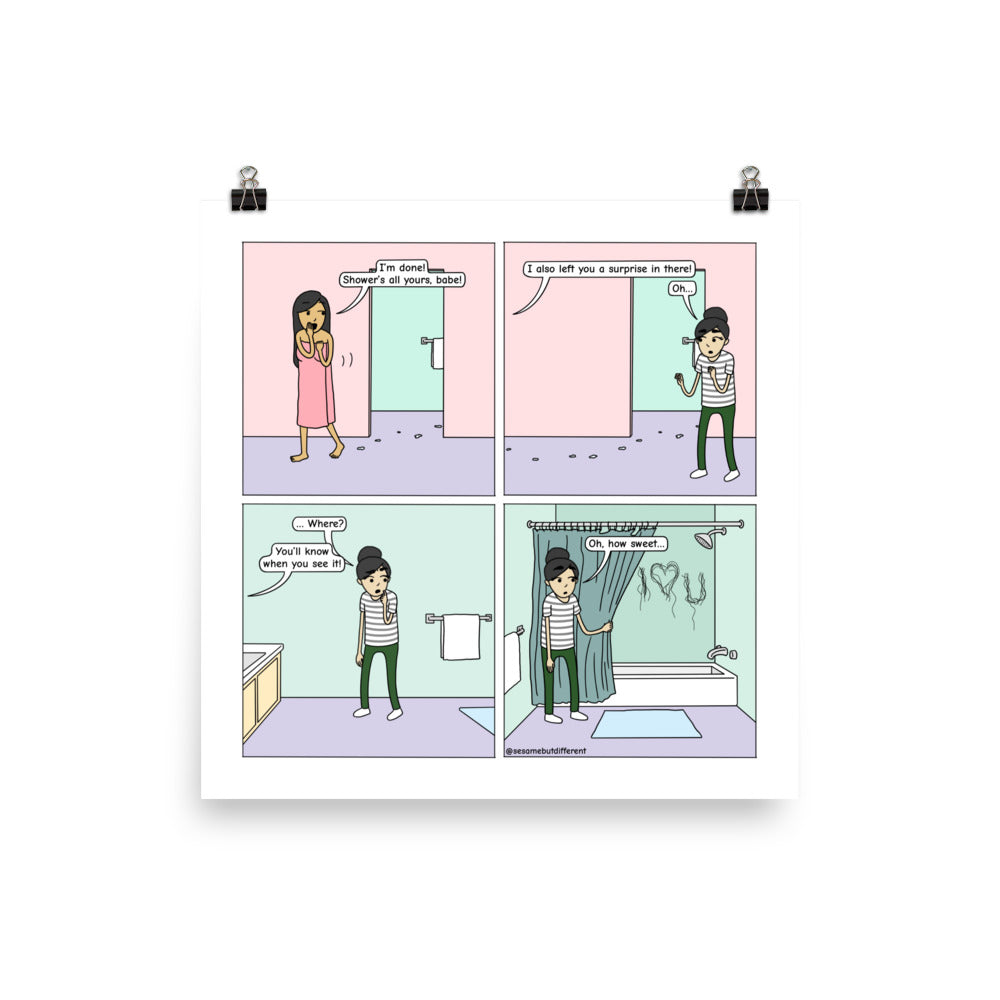 Bathroom Gift | Cute Lesbian Relationship | Pride Gifts | LGBTQ Comic Print