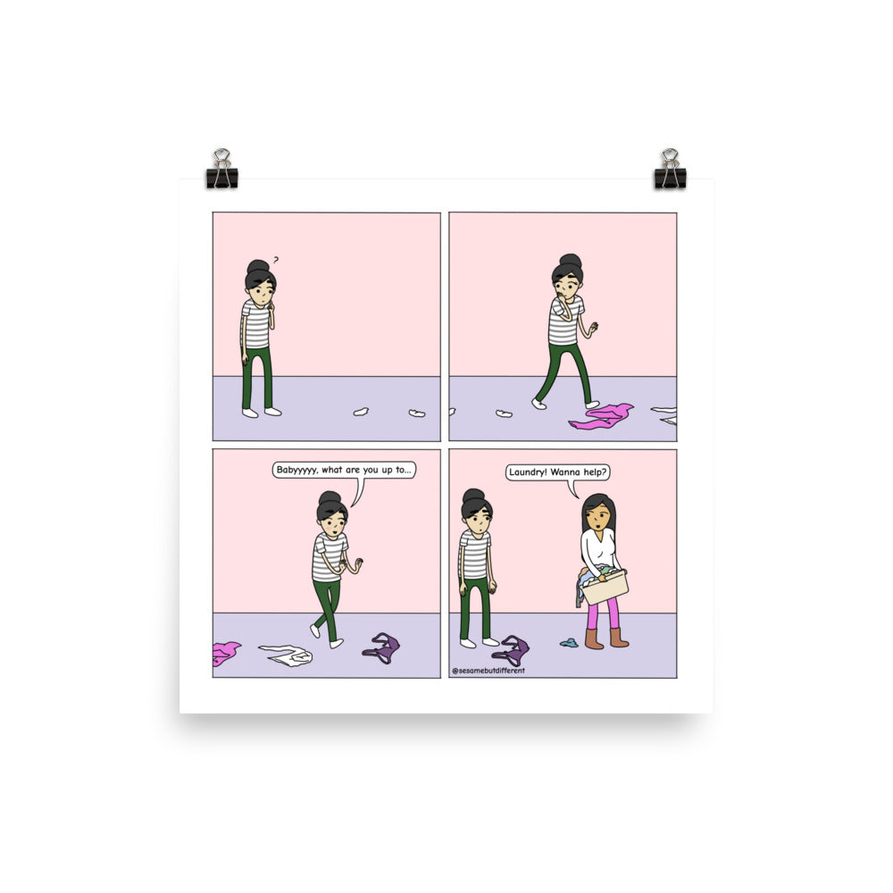 What's She Up To? | Cute Lesbian Relationship | Pride Gifts | LGBTQ Comic Print